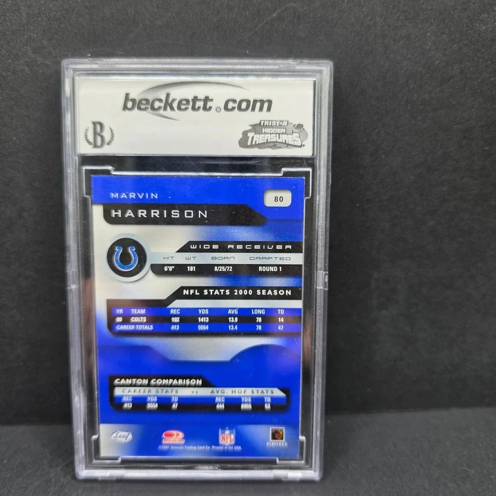 Leaf Marvin Harrison Football Card 2001 Quantum‎ Leaf #80 BCCG 10